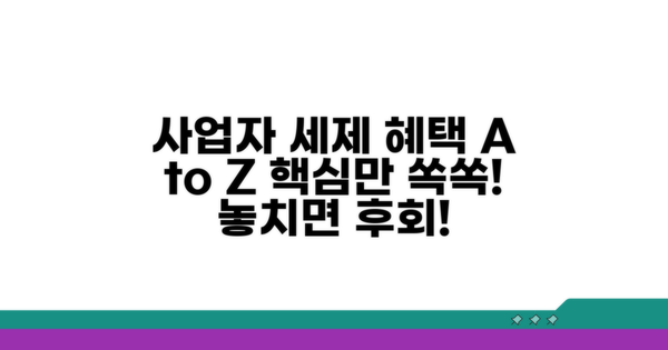 사업자 세제 혜택 완벽 분석