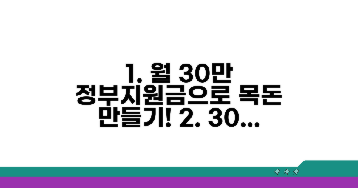 월 30만원 정부지원금으로 목돈 만들기