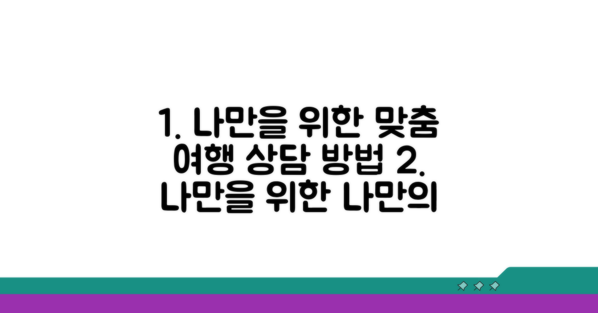 나만을 위한 맞춤 여행, 상담받는 방법