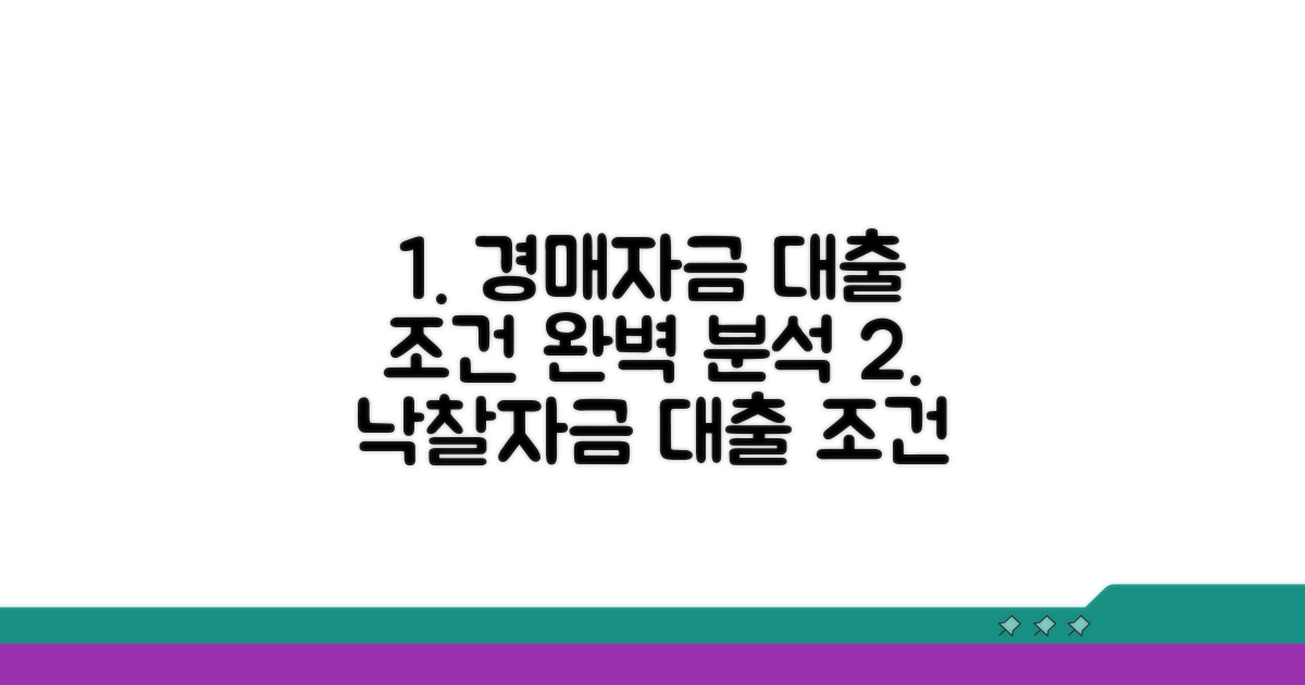 경매취하자금 대출 조건 분석